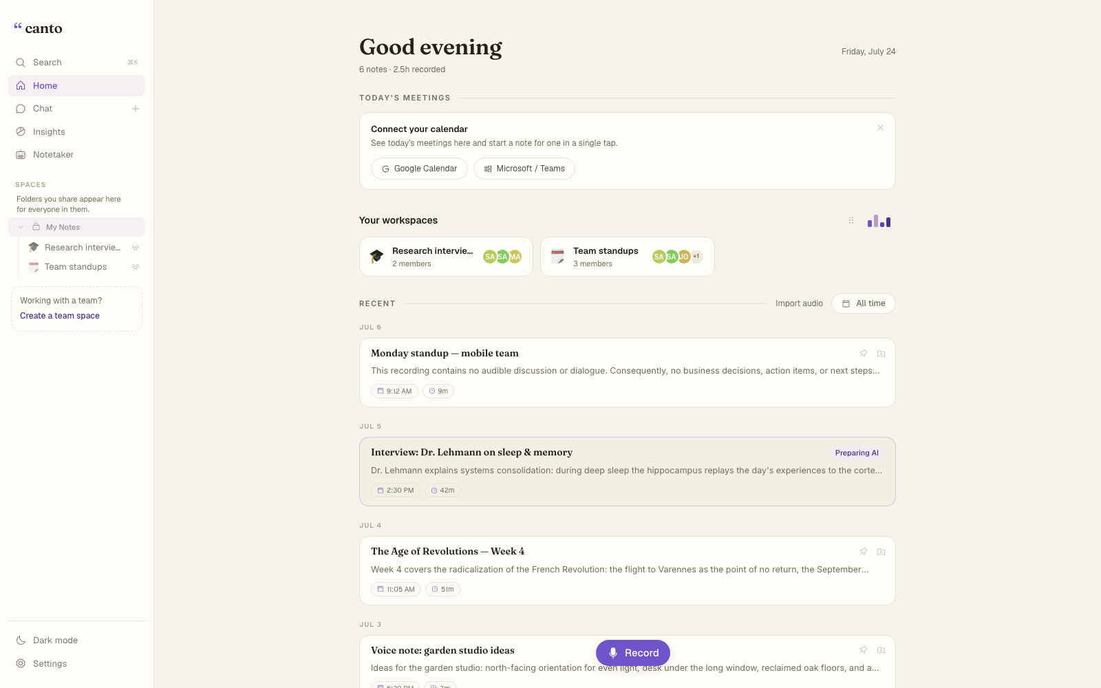 Canto on the web